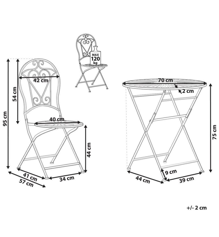 Bistro Set klappbar TRENTO Metall Hellgrün