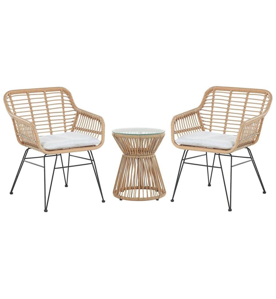 Bistro Set inkl. Kissen TRESTINA Polyrattan Hellbraun