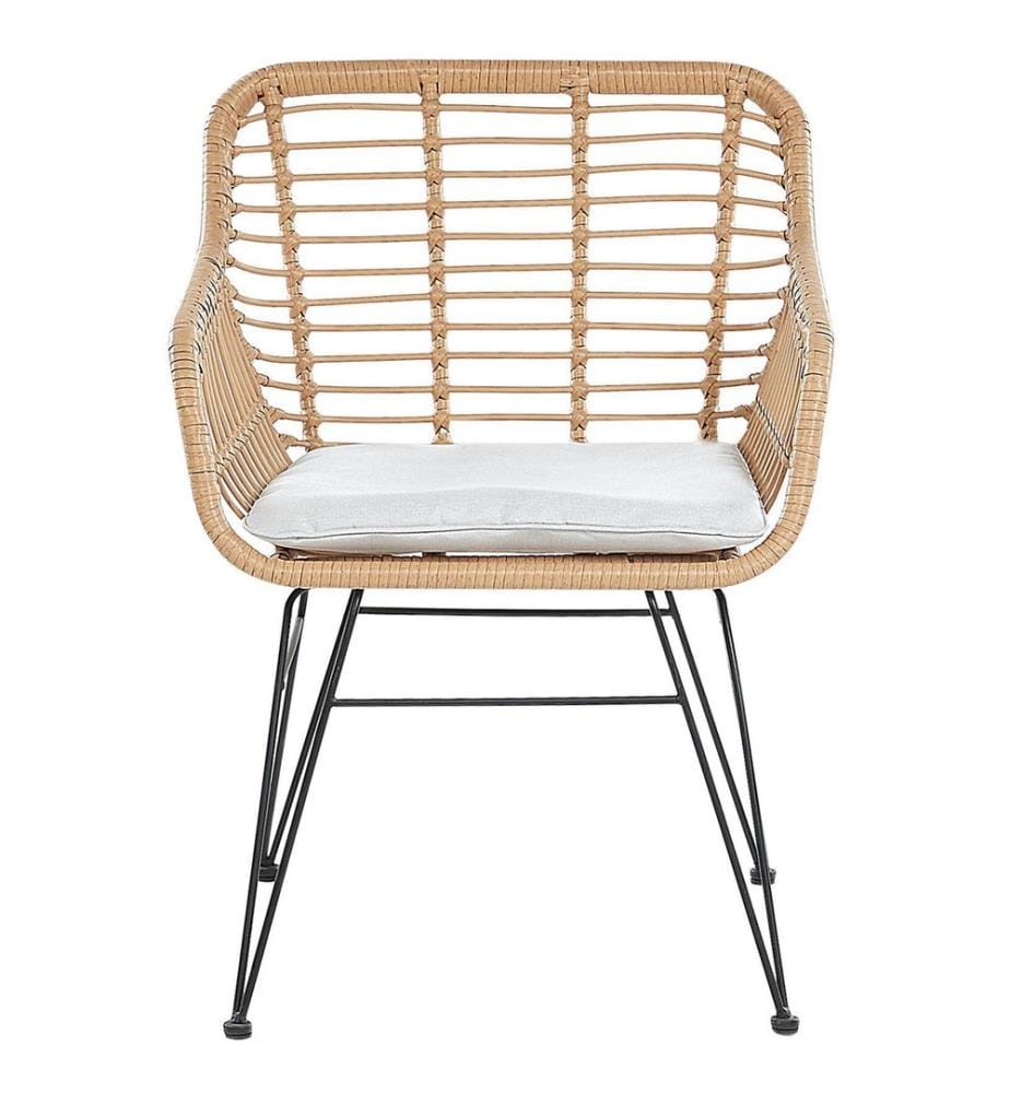 Bistro Set inkl. Kissen TRESTINA Polyrattan Hellbraun