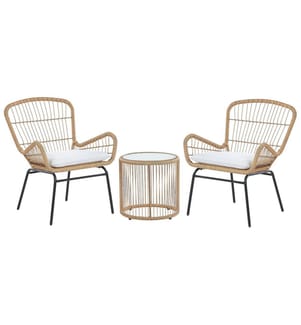 Bistro Set inkl. Kissen LABICO Polyrattan Hellbraun