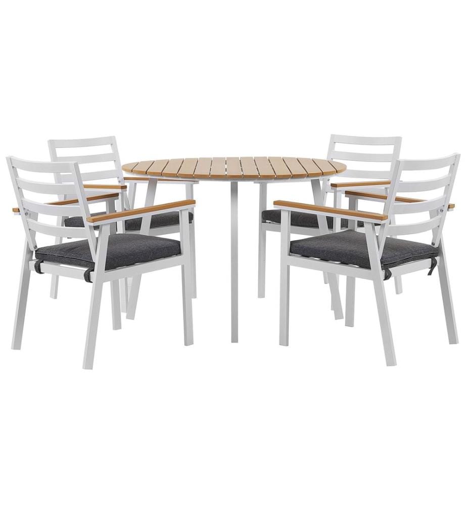 Salle à manger de jardin 4 places CAVOLI avec coussins Métal Gris