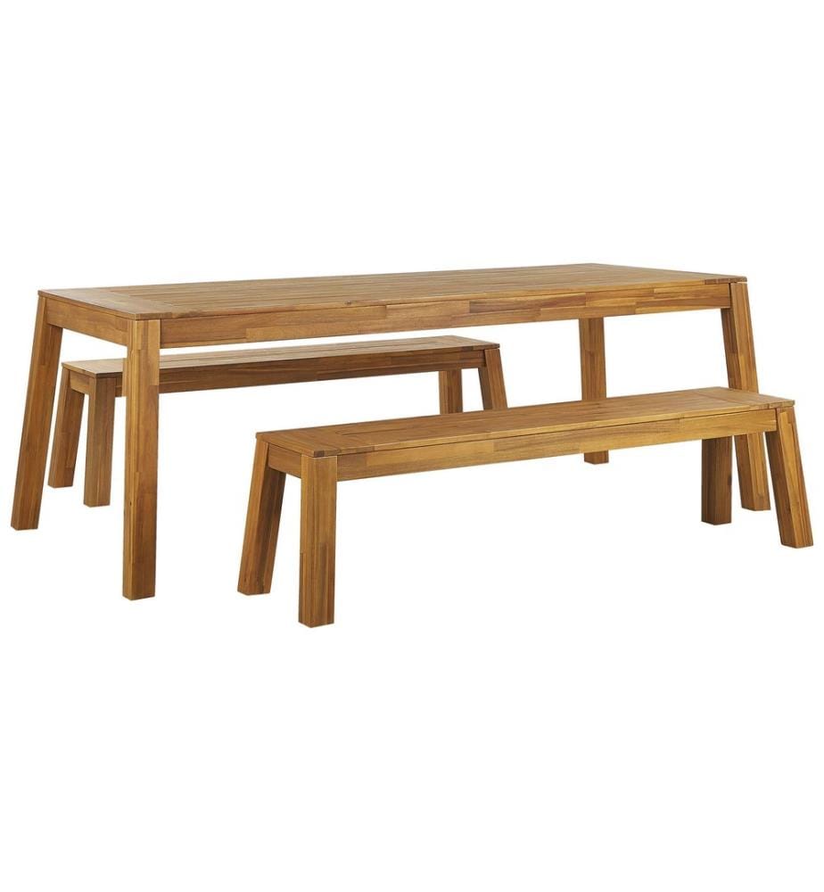 Gartenmöbel Set mit Bänken 6-Sitzer LIVORNO Akazienholz Braun