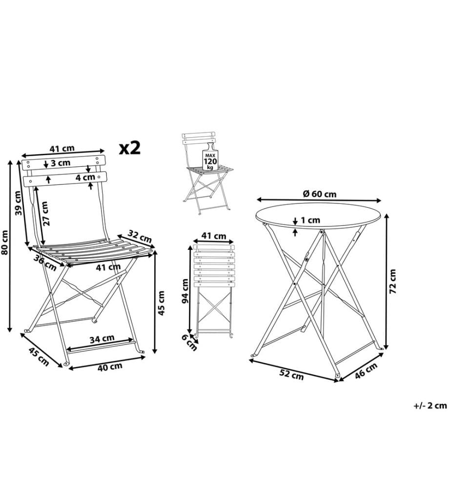 Bistro Set klappbar FIORI Metall Mintgrün