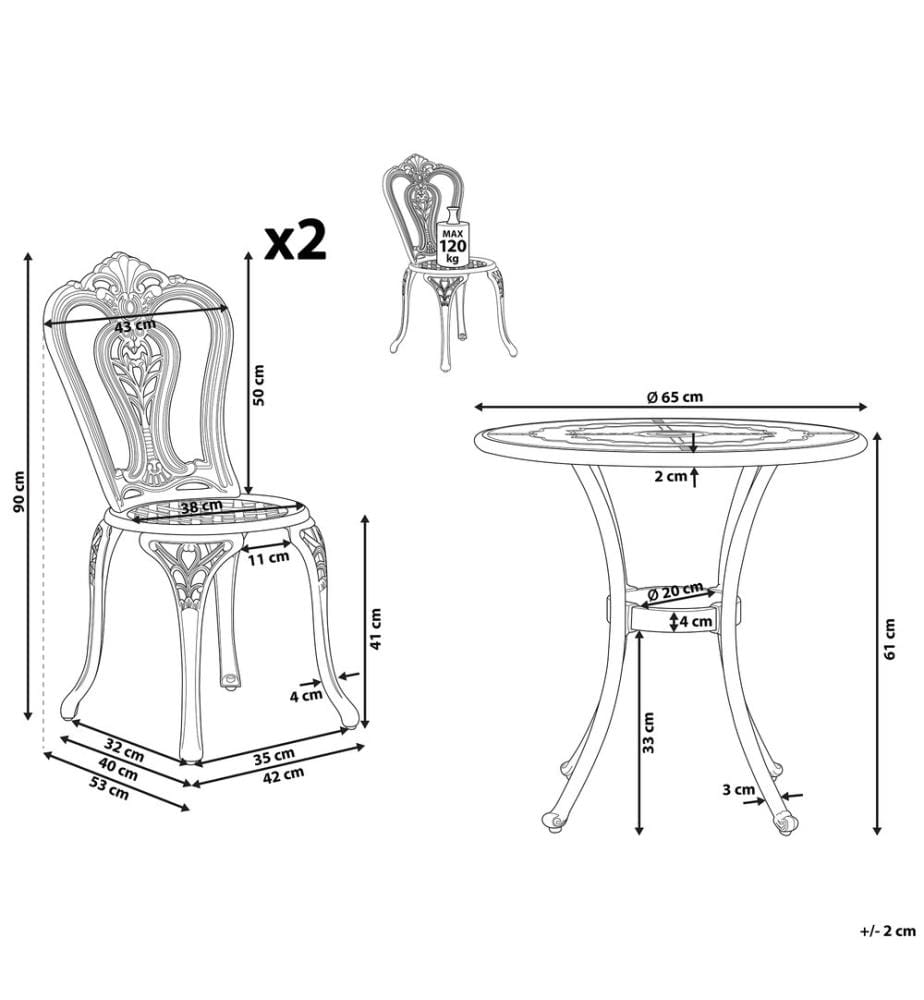 Bistro Set BOVINO Metall Dunkelbraun