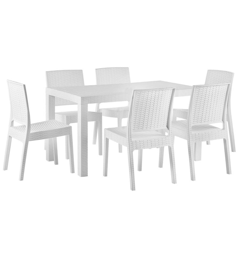 Gartenmöbel Set 6-Sitzer FOSSANO Weiss