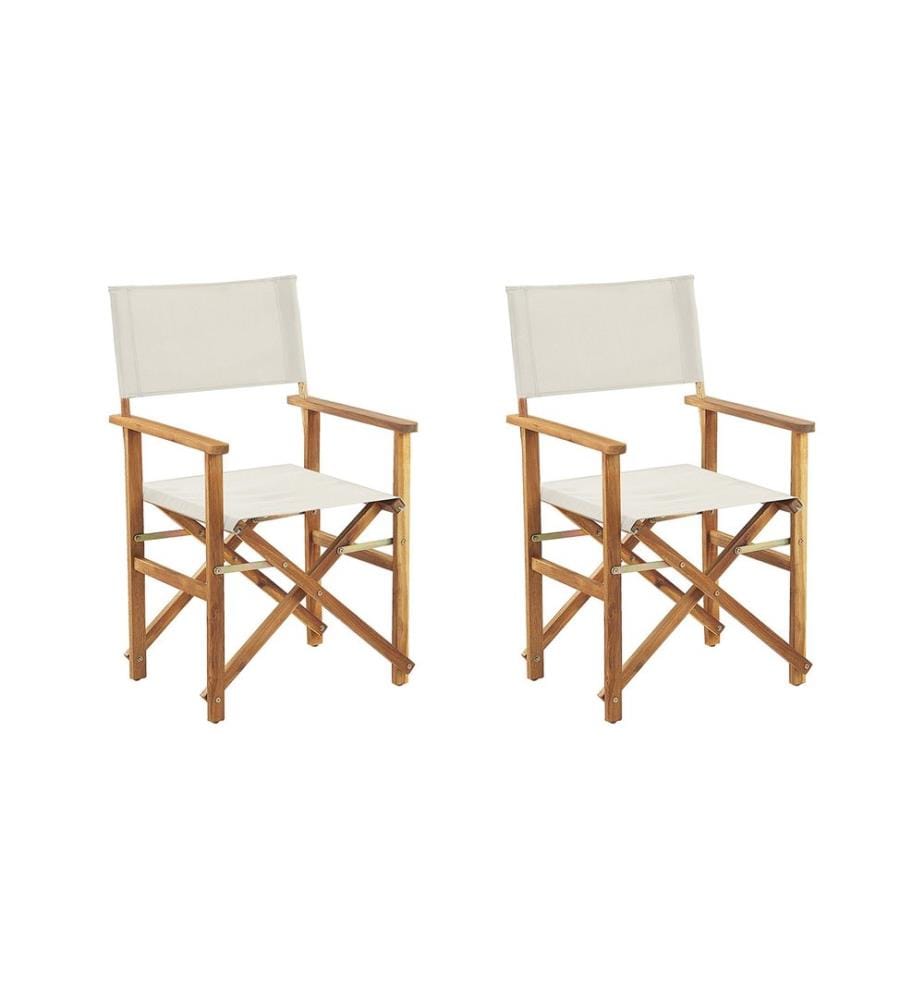 Lot de 2 chaises de jardin CINE Acacia Blanc cassé