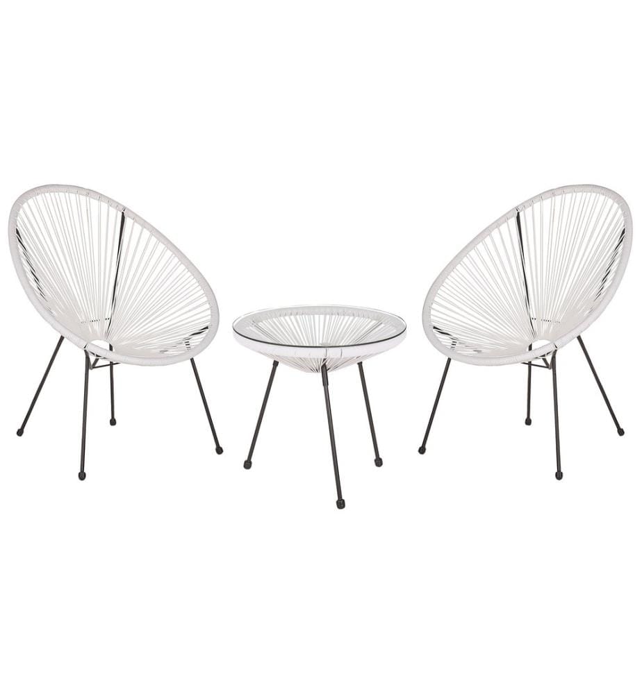 Bistro Set ACAPULCO II Polyrattan Weiss