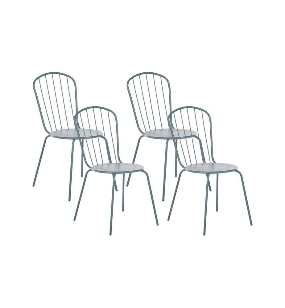 Gartenstuhl 4er Set CALVI Metall Hellblau