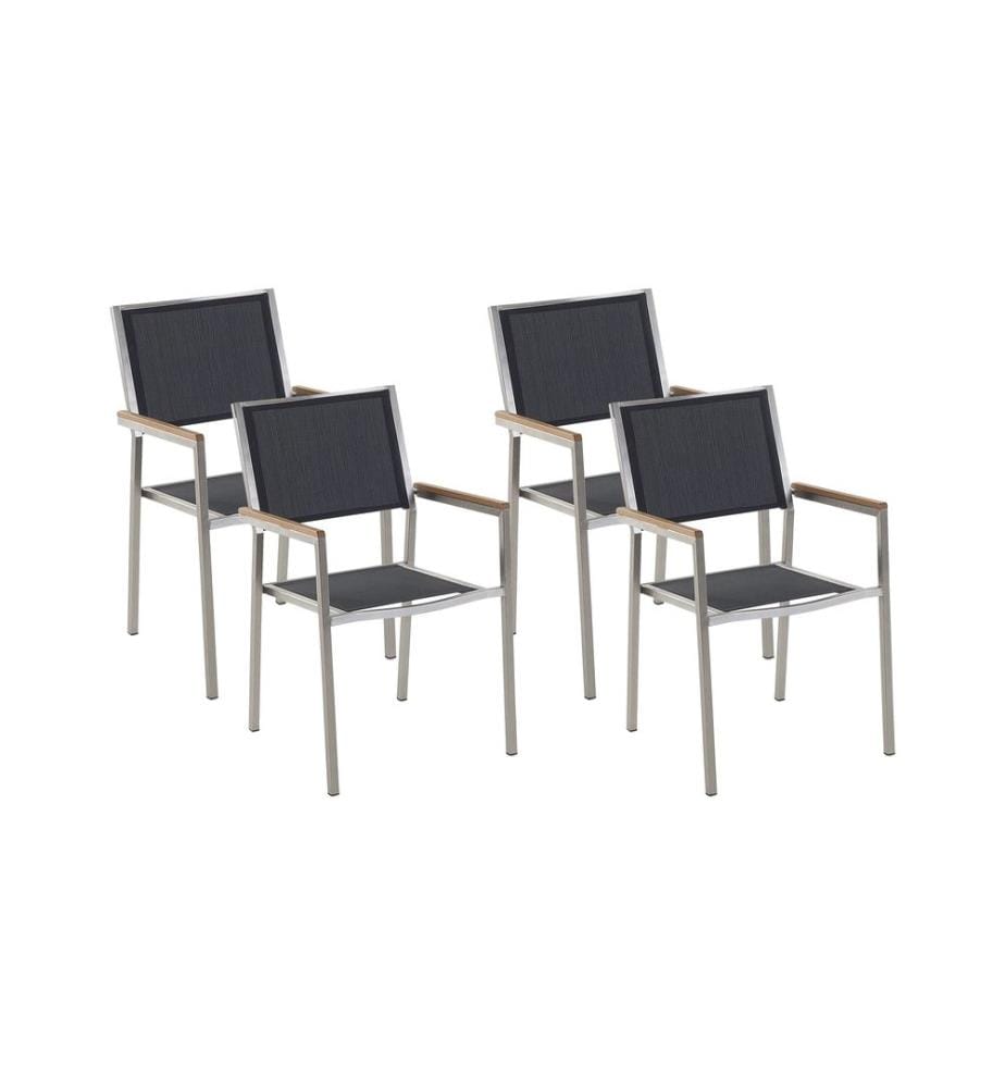 Gartenstuhl 4er Set GROSSETO Edelstahl Schwarz