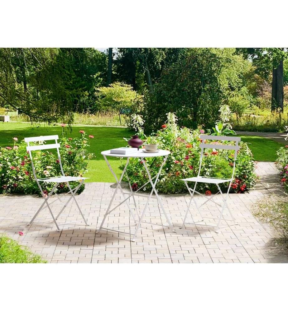 Bistro Set klappbar FIORI Metall Weiss