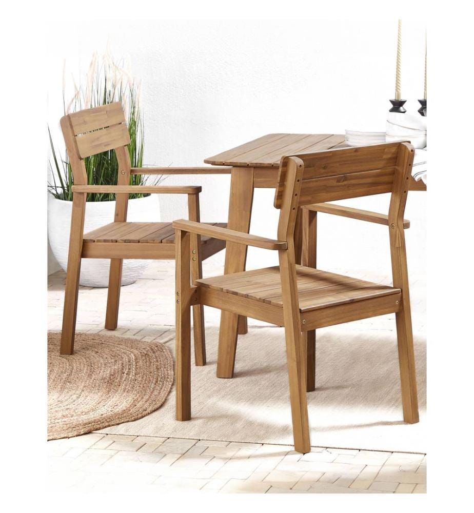 Lot de 2 chaises de jardin FORNELLI Acacia Marron