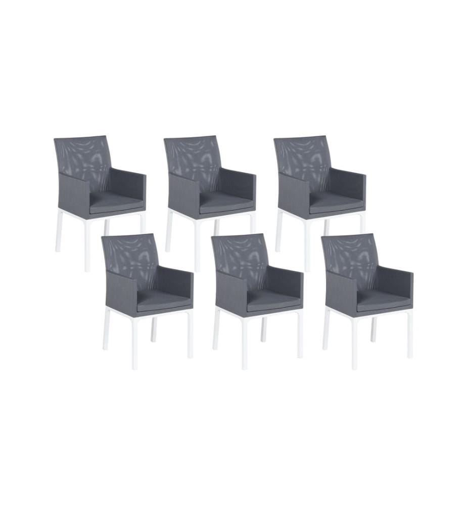 Lot de 6 chaises de jardin BACOLI Tissu Gris foncé