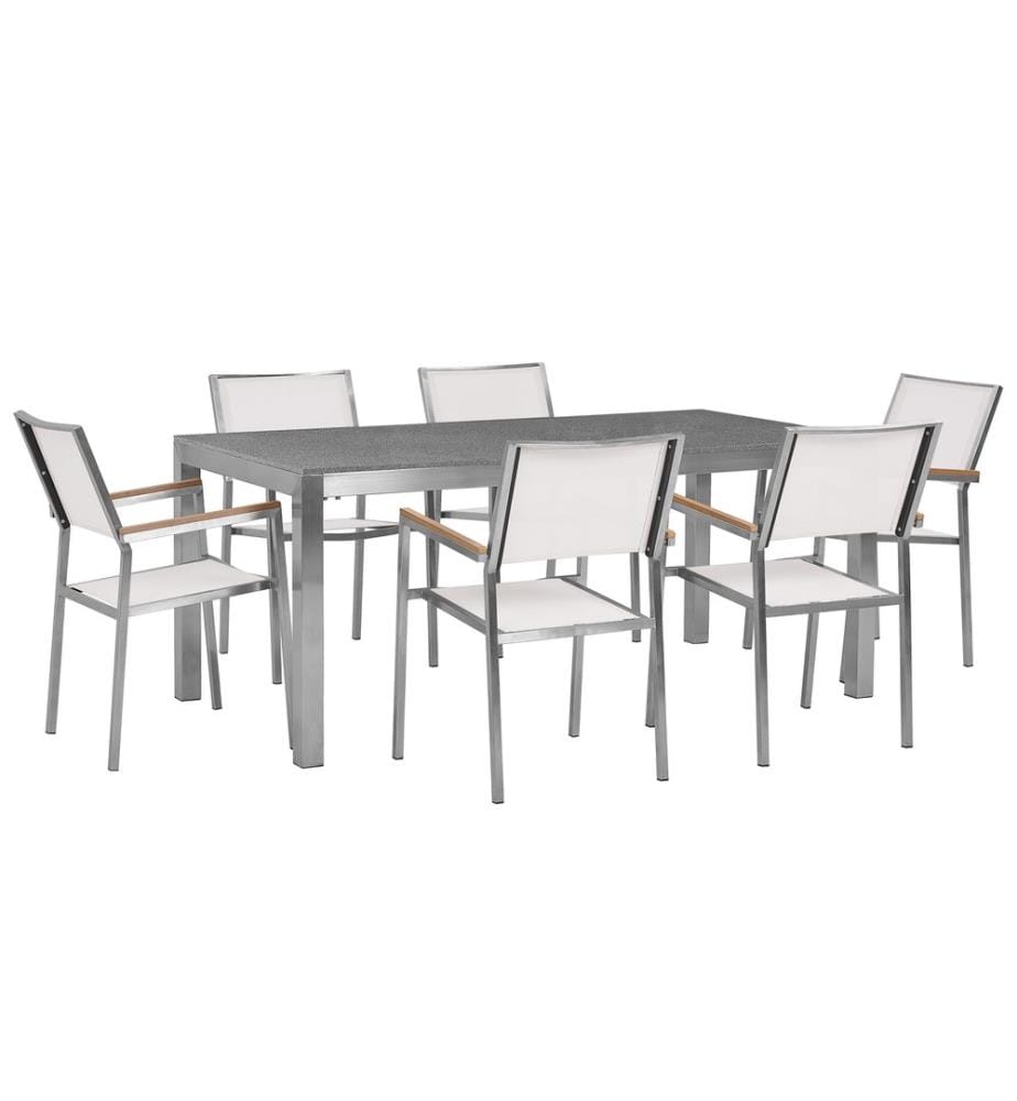Gartenmöbel Set 6-Sitzer GROSSETO Granit Polierter Grau / Weiss