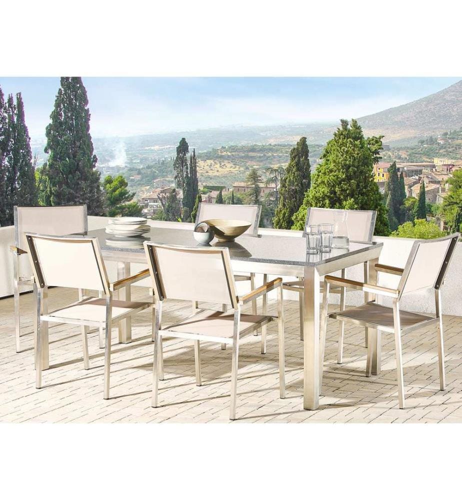 Gartenmöbel Set 6-Sitzer GROSSETO Granit Polierter Grau / Beige