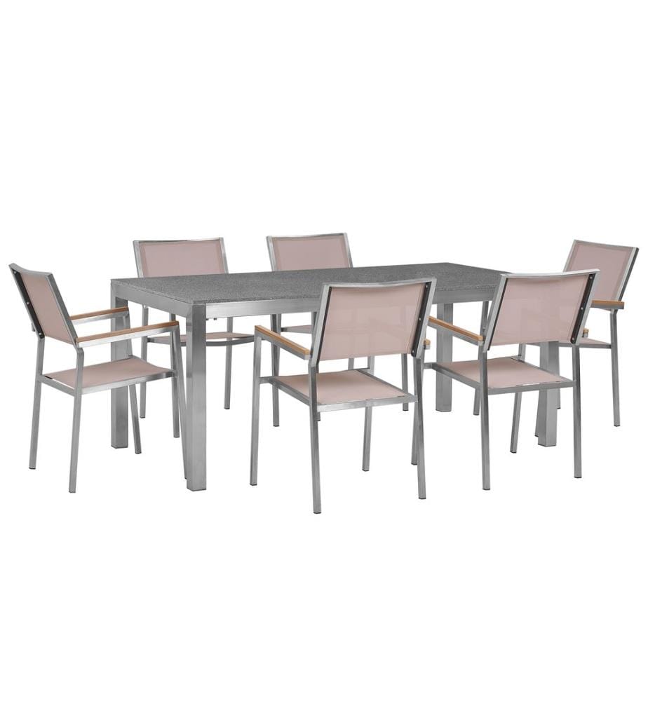 Gartenmöbel Set 6-Sitzer GROSSETO Granit Polierter Grau / Beige