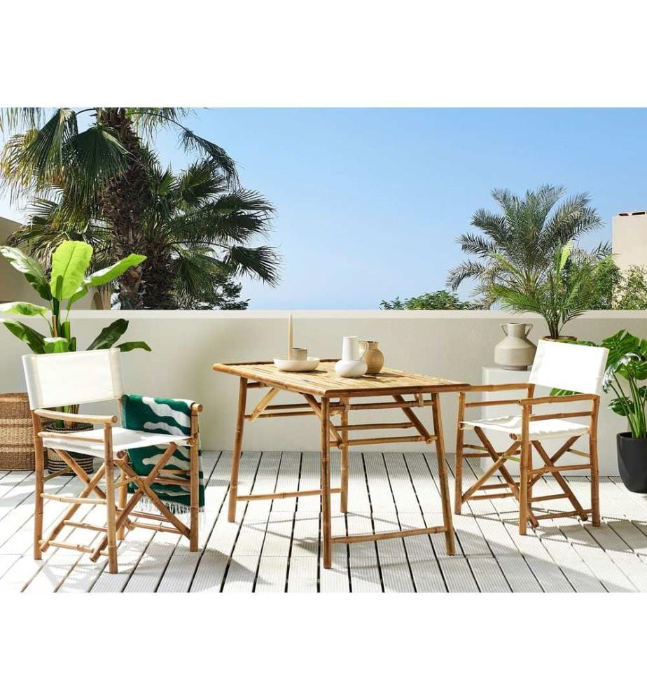 Table de salle à manger de jardin MOLISE 120 cm 69 cm Bambou Marron clair
