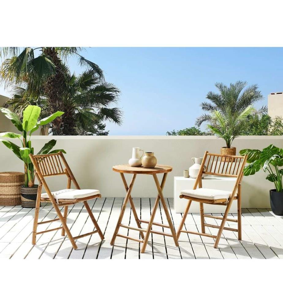 Bistro Set klappbar SAVELLETRI Bambusholz Braun