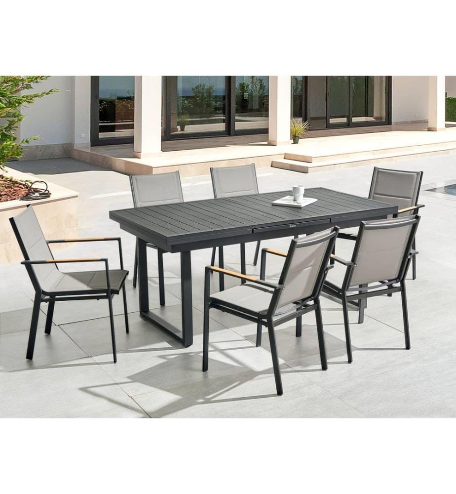 Gartenmöbel Set 6-Sitzer VALCANETTO/BUSSETO Metall Schwarz