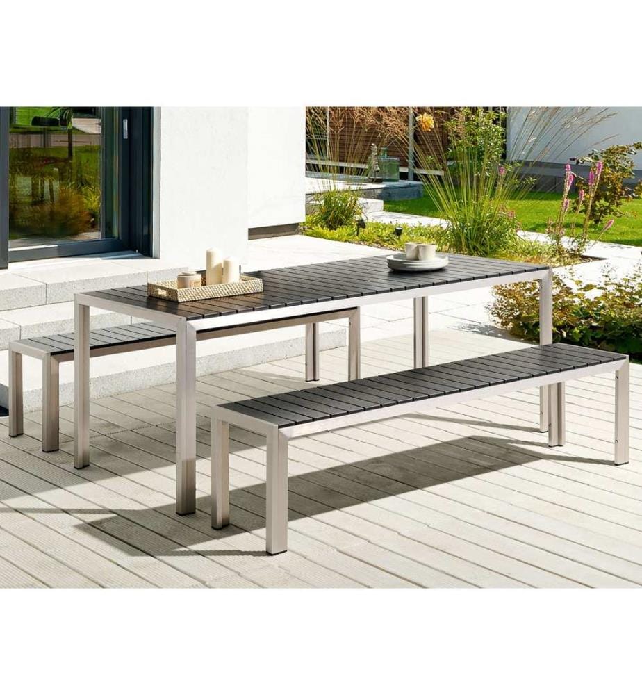 Gartenmöbel Set mit Bänken 6-Sitzer NARDO Schwarz / Silber
