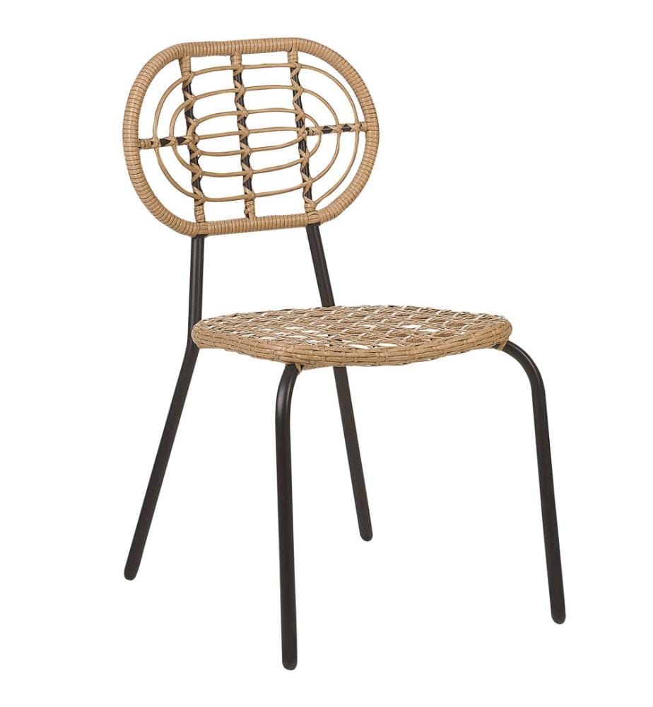 Gartenstuhl 4er Set PRATELLO Polyrattan Naturfarben