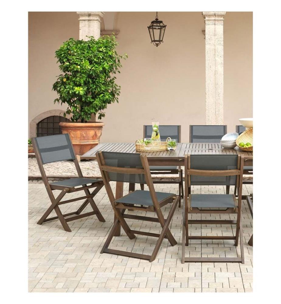 Gartenstuhl 2er Set CESANA Akazienholz Dunkelbraun