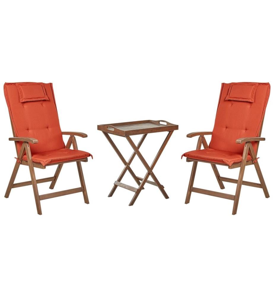 Bistro Set inkl. Kissen klappbar AMANTEA Akazienholz Rot