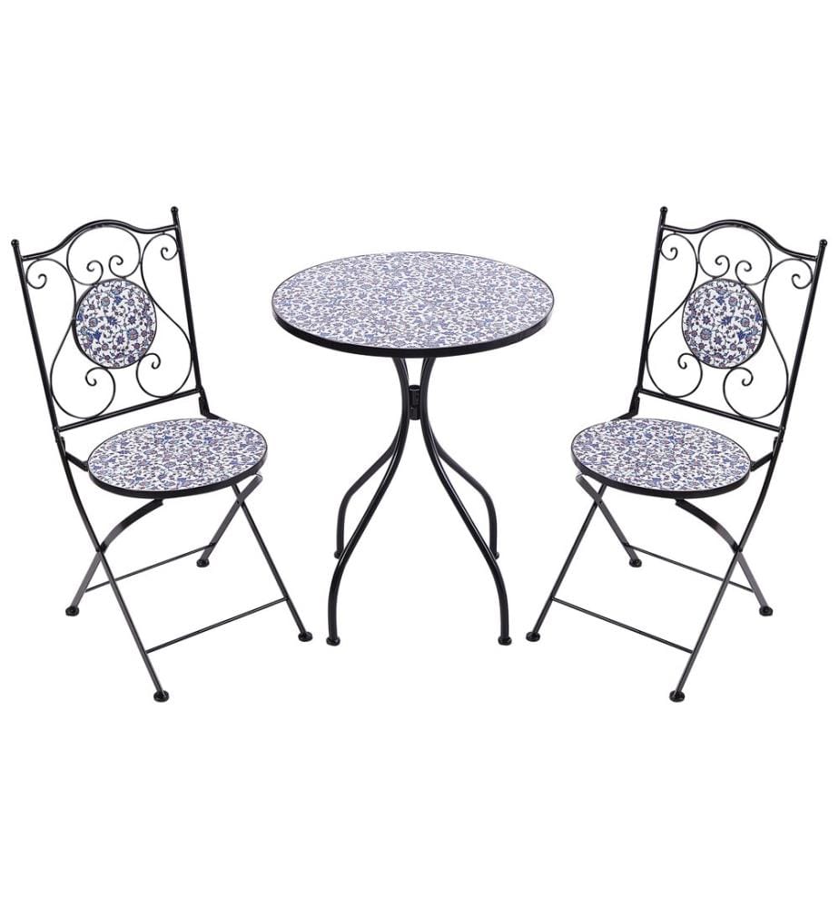 Ensemble bistrot Pliant CAMPRENA Métal Noir