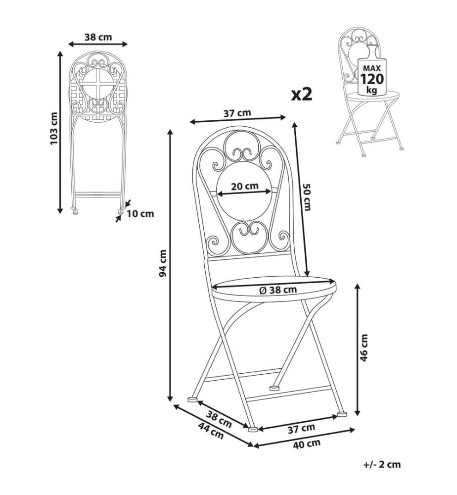 Lot de 2 chaises de jardin SPELLO Métal Blanc