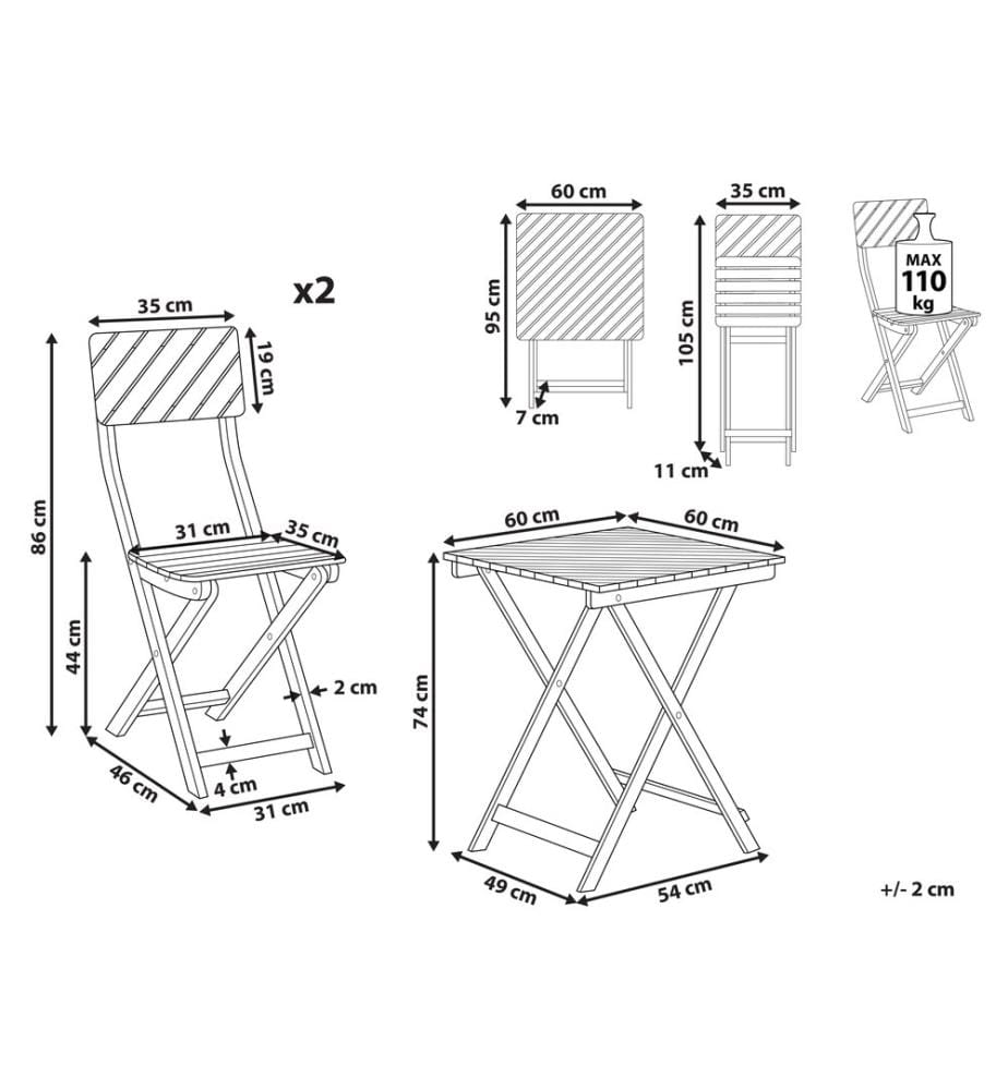 Bistro Set klappbar ARDORE Eukalyptusholz Braun