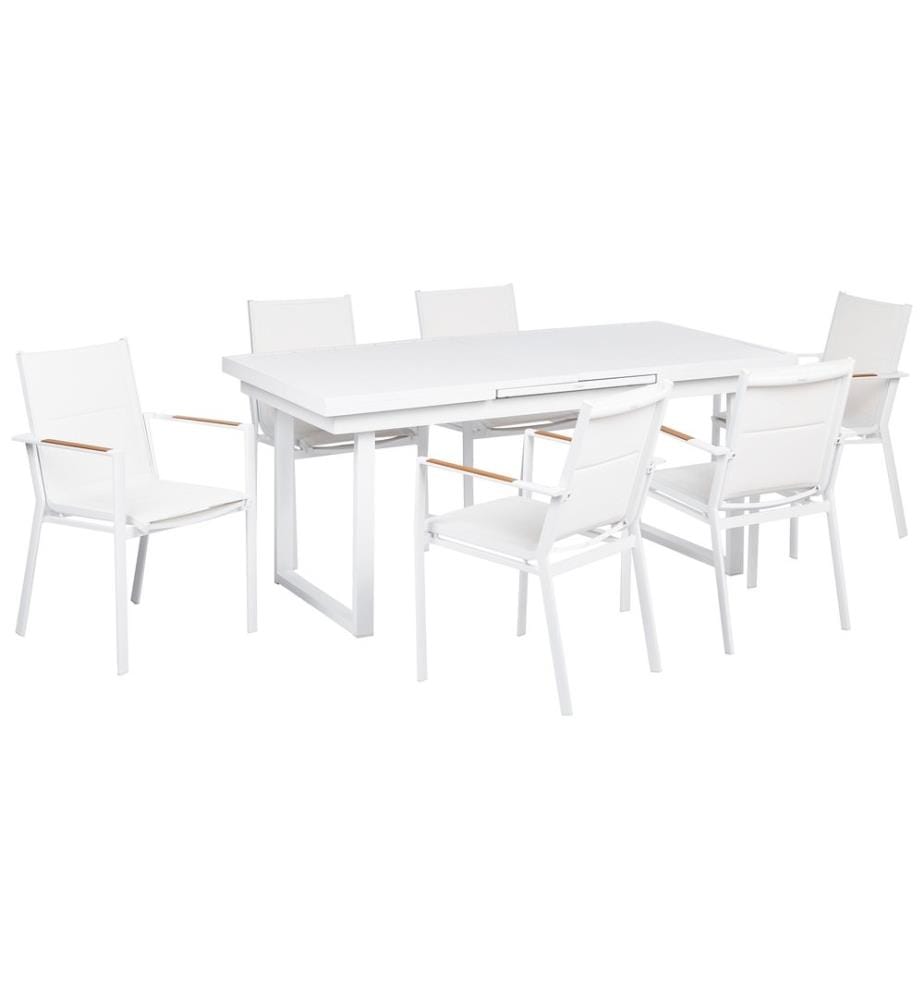 Gartenmöbel Set 6-Sitzer VALCANETTO/BUSSETO Metall Weiss