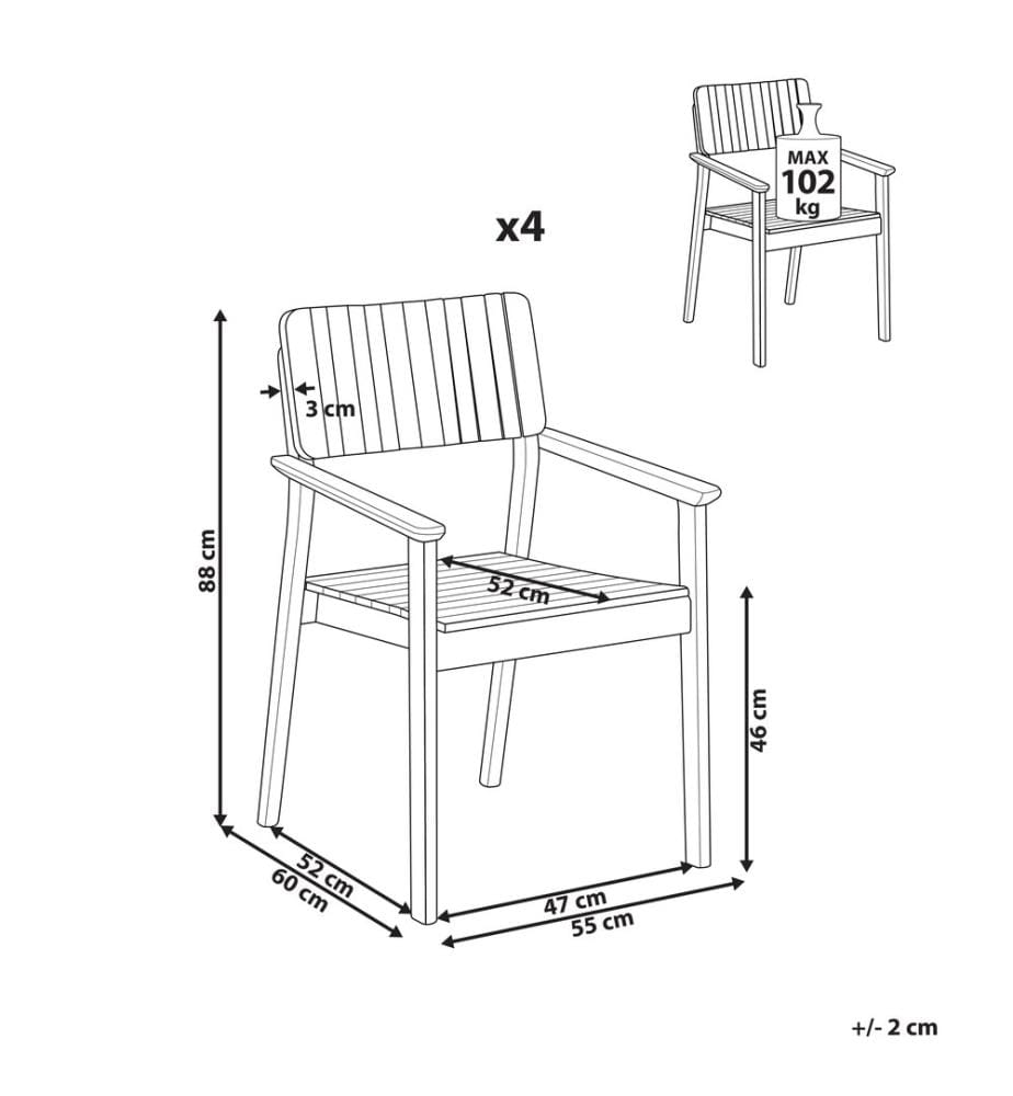Gartenstuhl 4er Set AGELLO Akazienholz Braun