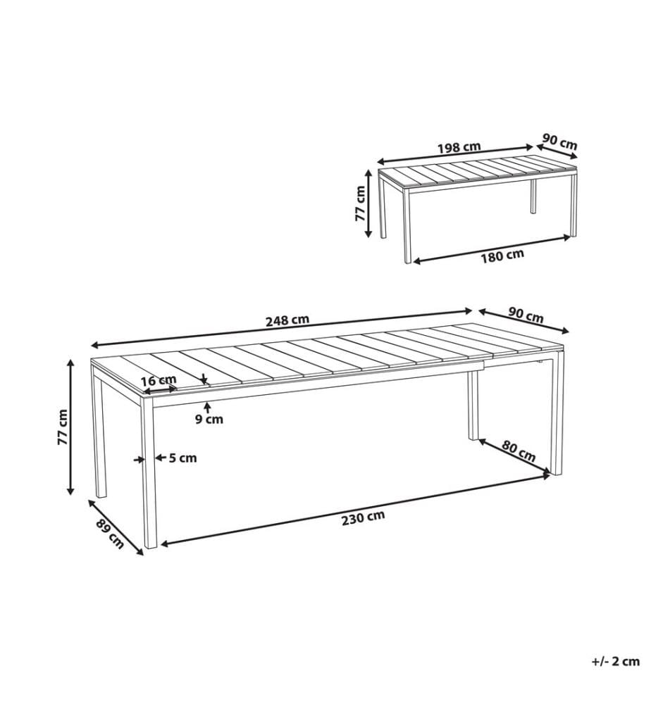 Ausziehbarer Gartentisch TOFANE 198/248 cm 90 cm Grau