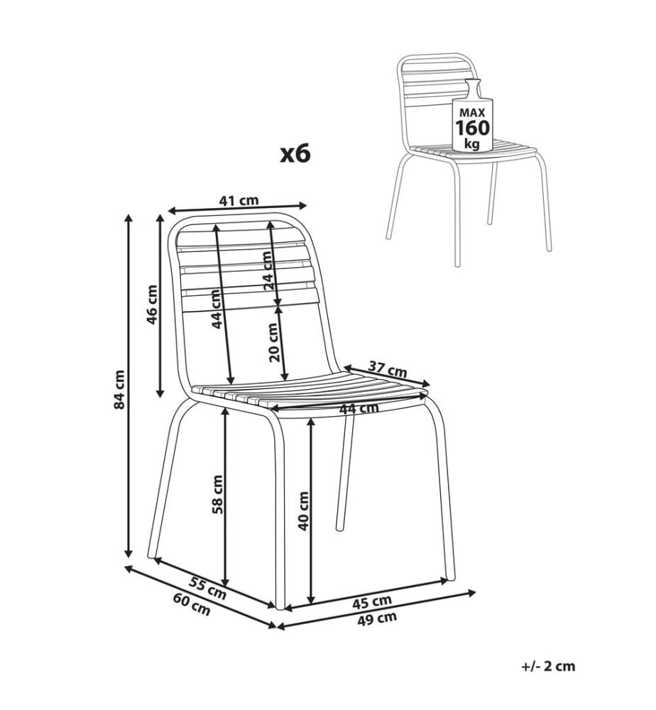Gartenstuhl 6er Set VALLESE Akazienholz Braun