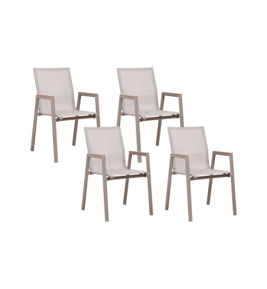 Gartenstuhl 4er Set TIANO Metall Taupe