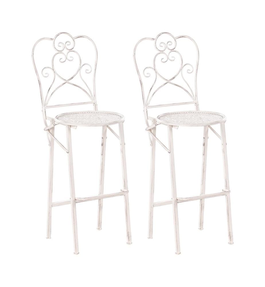 Lot de 2 chaises de bar de jardin TRIESTE Pliant Métal Beige clair
