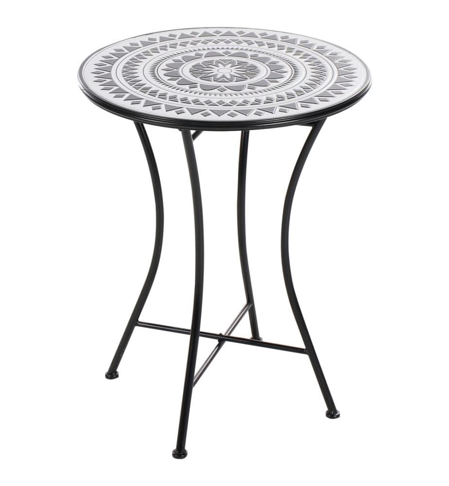 Outdoor Bistrotisch COMISO 60 cm 60 cm Metall Schwarz / Weiss