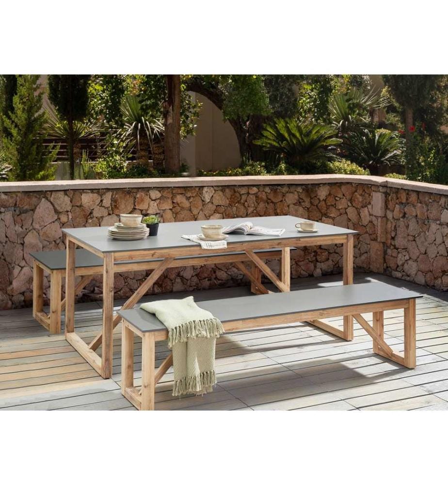 Gartentisch NOTTERI 180 cm 90 cm Beton Grau