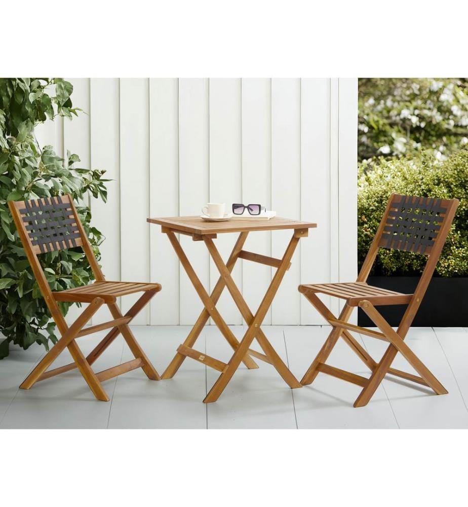 Bistro Set CONIOLO Akazienholz Braun / Schwarz