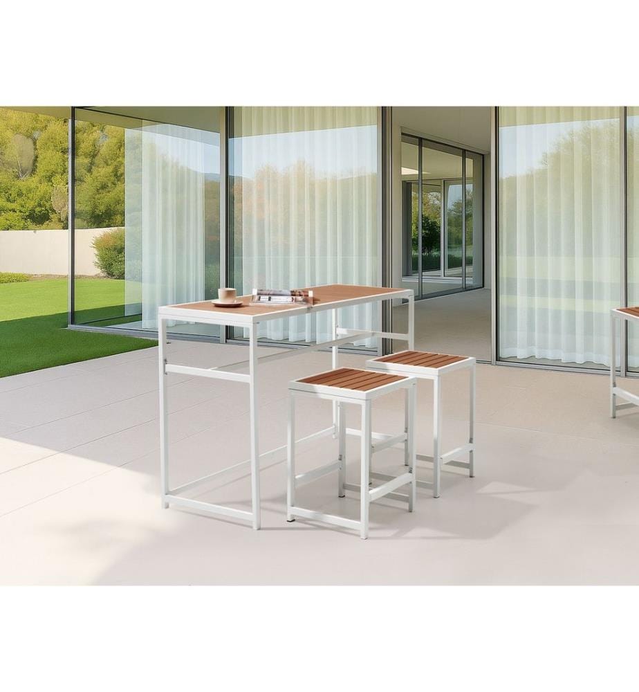 Garten Bartisch AVETRANA 150 cm 50 cm Braun / Weiss