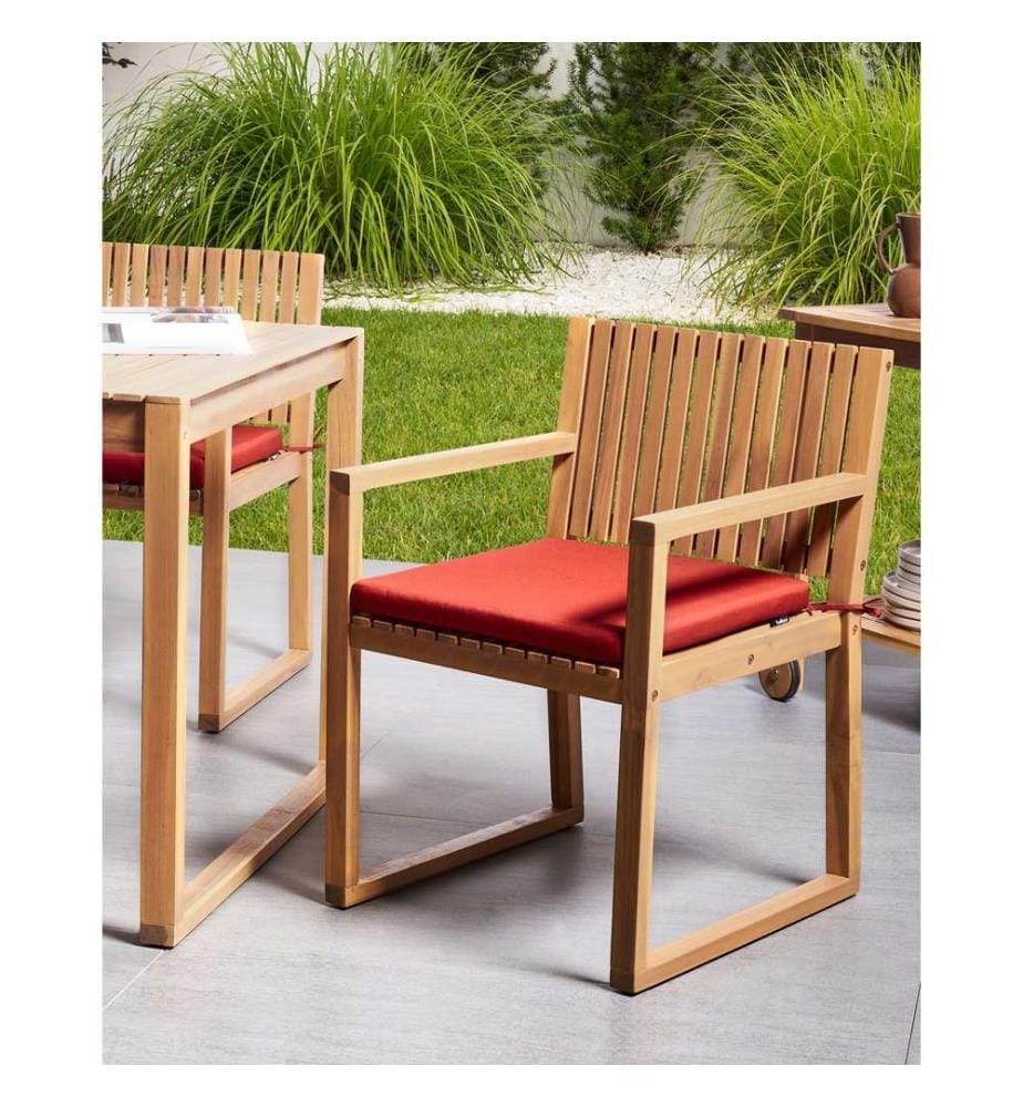 Set mit 2 Stühlen und Sitzkissen SASSARI PREMIUM zertifiziertes Akazienholz Rot