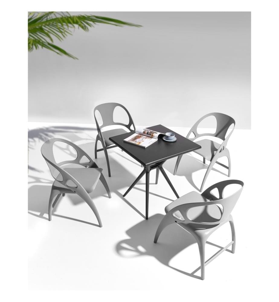 Lot de 4 chaises de jardin NEMI Pliant Gris