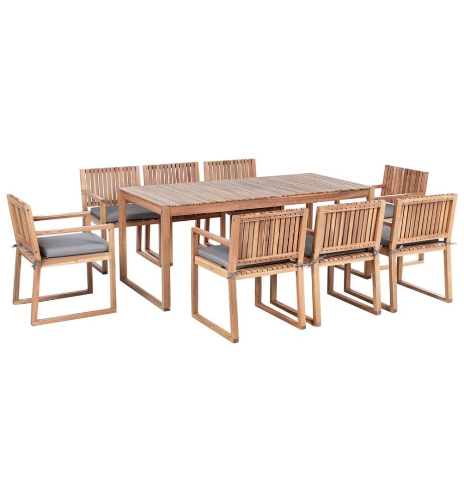 Gartenmöbel Set 8-Sitzer SASSARI PREMIUM inkl. Kissen zertifiziertes Akazienholz Grau meliert