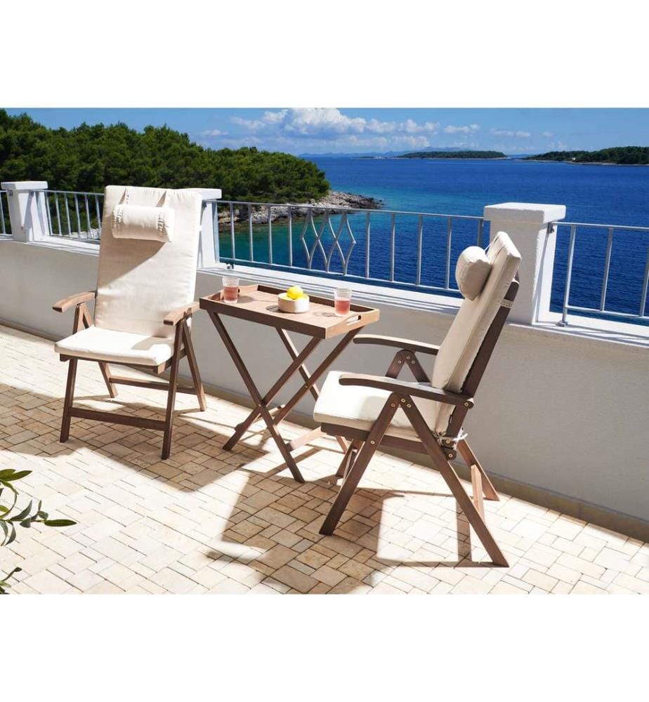 Bistro Set AMANTEA PREMIUM Akazienholz Hellbeige