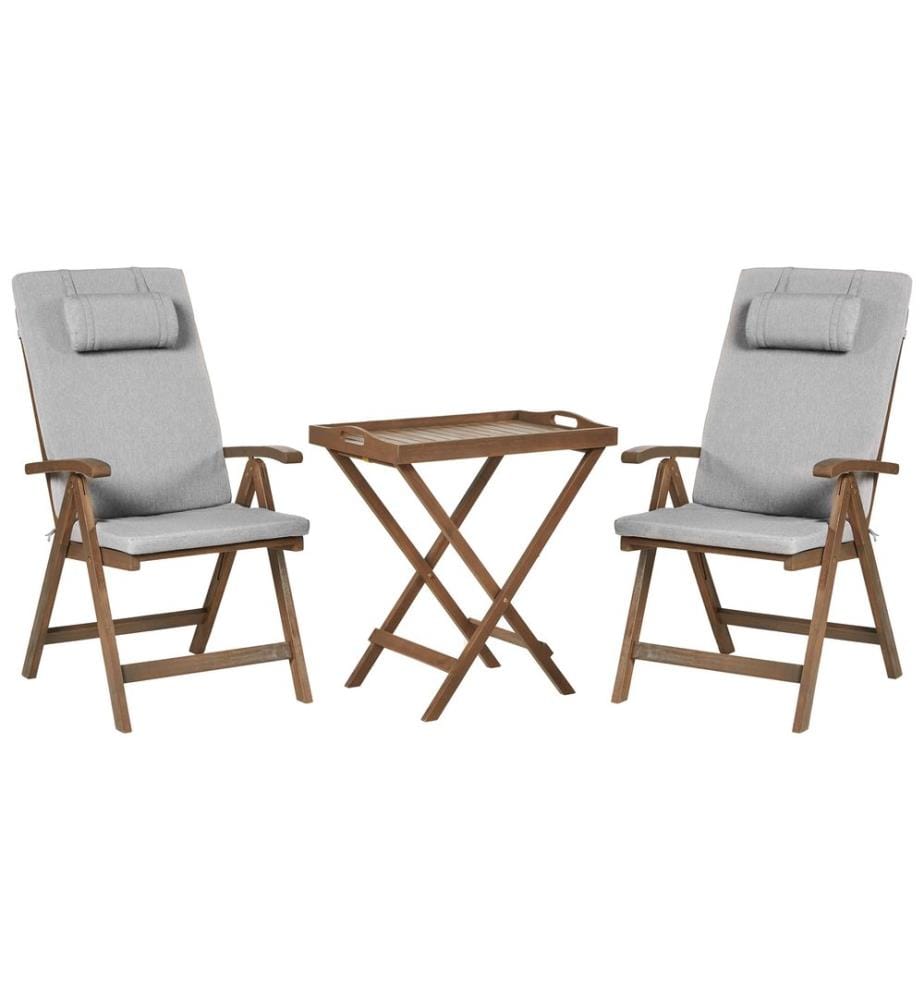 Bistro Set AMANTEA PREMIUM Akazienholz Grau meliert