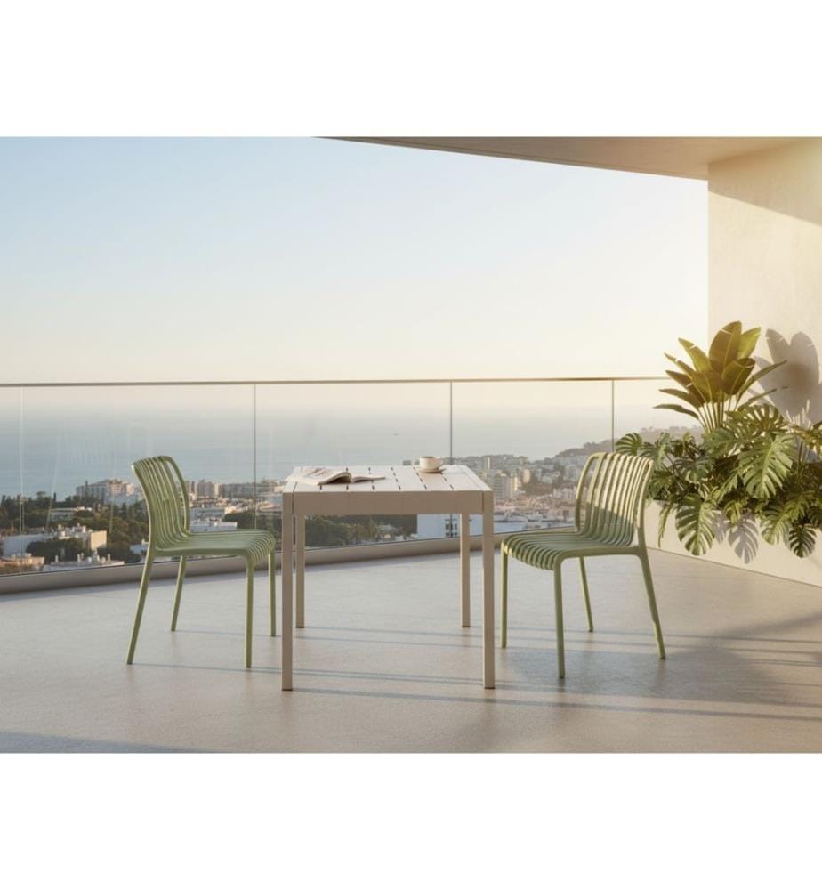 Table de salle à manger de jardin BARTICA 81 cm 84 cm Beige