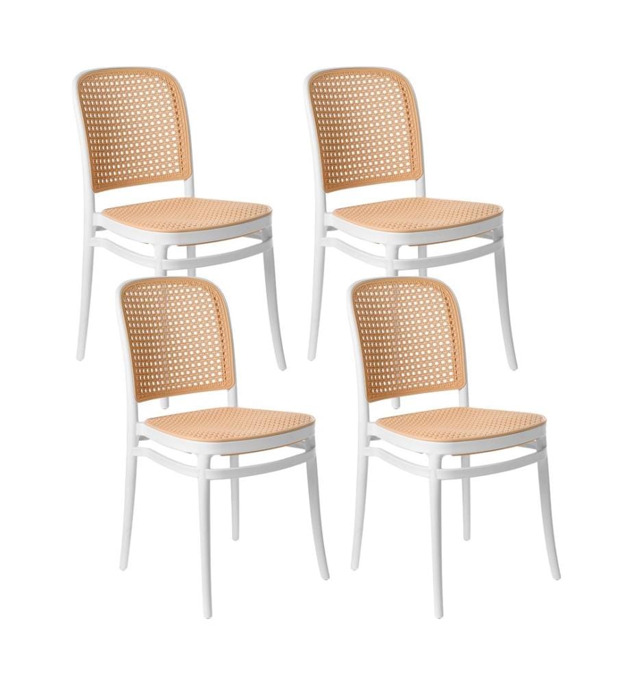 Gartenstuhl 4er Set PLOSE Weiss / Beige
