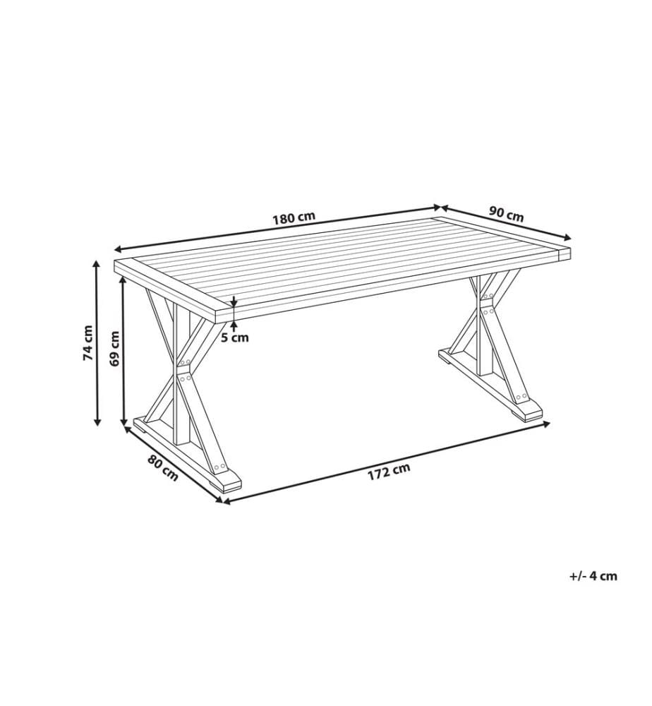Gartentisch CALABRITTO 90 cm 180 cm Akazienholz Braun