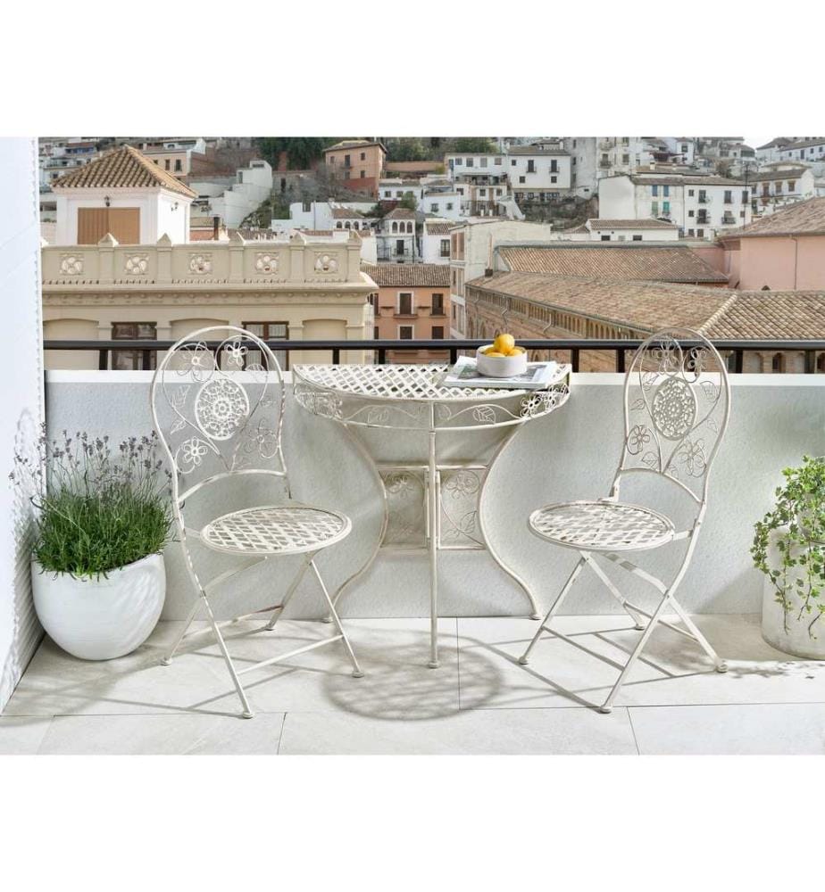 Table bistrot YAVIZA 80 cm 36 cm Métal Beige clair