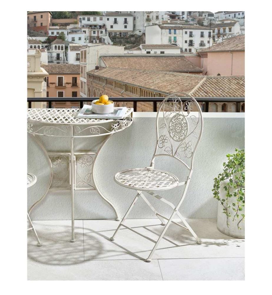 Lot de 2 chaises de jardin YAVIZA Pliant Métal Beige clair