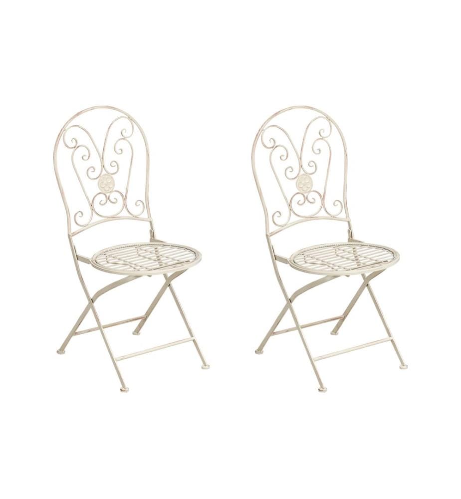 Lot de 2 chaises de jardin COGGIA Pliant Métal Beige clair